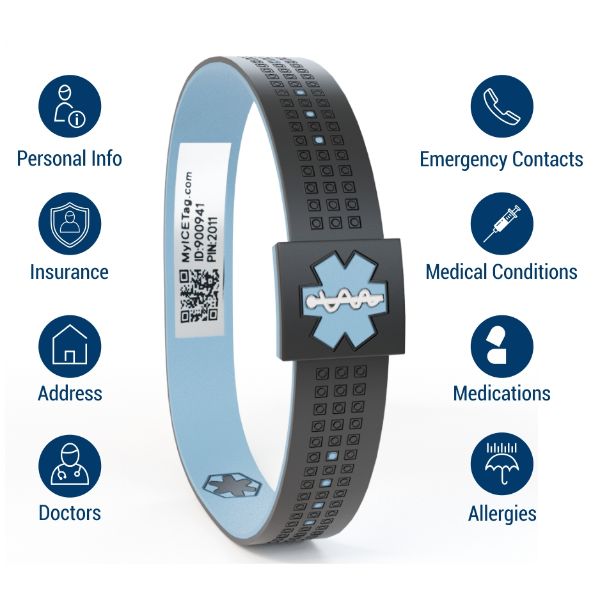 Custom BRIGHT Reversible Silicone Medical Alert Bracelets  Mediband